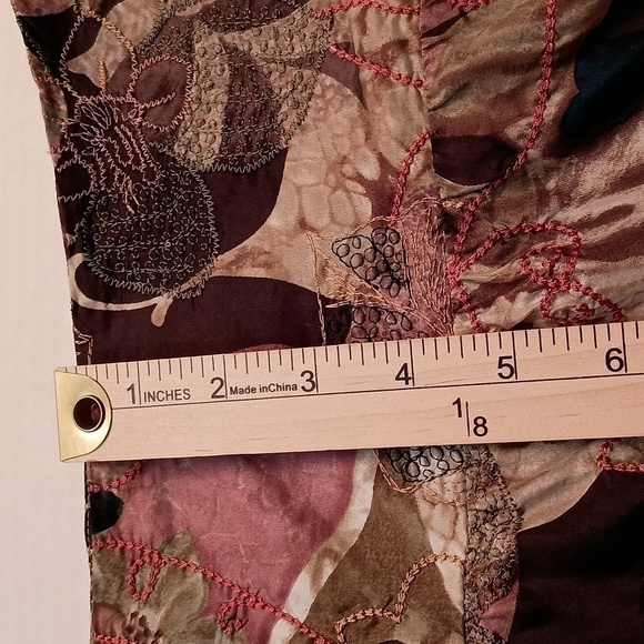 Chico's 100% Silk Skirt with Abstract Florals in Muted Colors and Embroidery - Picture 8 of 12